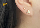 14K Solid Gold Mickey Mouse Barbell Piercing, 21G, 6mm Post, Tragus Piercing, Helix Cartilage Piercing