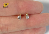 Black Friday SALE 14K Solid Gold Stud Earrings, Cubic Zirconia Earrings