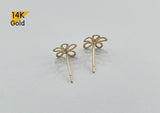 14K Solid Gold Stud Earrings, Cubic Zirconia Daisy Earrings, Cubic Zirconia Flower Earrings