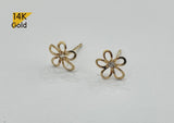 14K Solid Gold Stud Earrings, Cubic Zirconia Daisy Earrings, Cubic Zirconia Flower Earrings