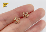 14K Solid Gold Stud Earrings, Cubic Zirconia Daisy Earrings, Cubic Zirconia Flower Earrings