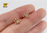 14K Solid Gold Stud Earrings, Cubic Zirconia Daisy Earrings, Cubic Zirconia Flower Earrings