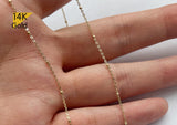 NECKLACE_14K Solid Gold Ball Cable Necklace, Tiny Ball Beaded Chain