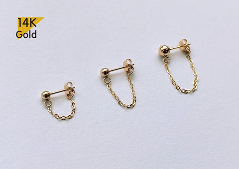 14K Solid Gold Chain Cuff Earring