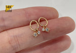 14K Solid Gold CZ Dangle Earrings