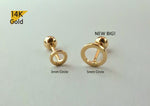 5mm Circle 14K Solid Gold Tiny Line Circle End Barbell Earring Piercing, 22G, * Natural Shape