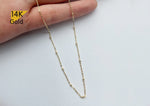 NECKLACE_14K Solid Gold Ball Cable Necklace, Tiny Ball Beaded Chain