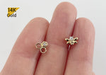 14K Solid Gold Cubic Zirconia Bee, Honeycomb Ball Stud End Barbell Piercing, 20G