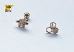14K Solid Gold Cubic Zirconia Bee, Honeycomb Ball Stud End Barbell Piercing, 20G
