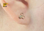 14K Solid Gold Cubic Zirconia Bee, Honeycomb Ball Stud End Barbell Piercing, 20G