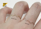14K Gold Thin Wave Stacking Ring, Thin Ring, Solid Gold Ring, Ripple Ring - TGR201