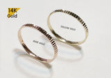 14K Gold Ring, Cutting texture, Shiny Cut, Line Pattern ring, solid gold thin ring, bridesmaid ring jewelry - TGR013