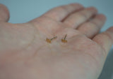 14K Solid Gold Tiny Fish Stud Earrings, Tiny Stud Yellow Gold Earrings, Real Gold - TGE40008