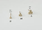 10K 14K Solid Gold Tiny 3 Beads Triangle Stud Earrings Real Gold - TGE109