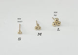 10K 14K Solid Gold Tiny 3 Beads Triangle Stud Earrings Real Gold - TGE109