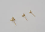 10K Solid Gold Tiny 3 White CZ Stud Earrings Real Gold - TGE066 (Single / Pair)