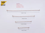 14K Solid Gold THIN Helix chain, Convertible Chain, Earrings Chain, Ear cuffs Chain / 1 inch / 1.5 inches / 2 inches / 3 inches