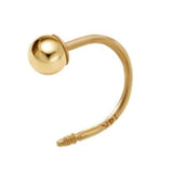 14K Solid Gold Light Weight Ball3mm 4mm Curved U shaped Stud End Barbell Piercing, 21G