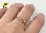 14K Gold Thin Double Wave Stacking Ring, Thin Ring, Solid Gold Ring, Ripple Ring - TGR