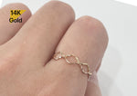 14K Gold Thin Double Wave Stacking Ring, Thin Ring, Solid Gold Ring, Ripple Ring - TGR