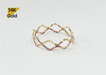 14K Gold Thin Double Wave Stacking Ring, Thin Ring, Solid Gold Ring, Ripple Ring - TGR