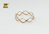 14K Gold Thin Double Wave Stacking Ring, Thin Ring, Solid Gold Ring, Ripple Ring - TGR