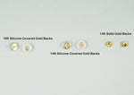 10K 14K Gold Backs, ( 2 Piece, 1 Pair ) Solid Gold, Silicon Covered Gold, Backing - TGE000