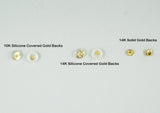 10K 14K Gold Backs, ( 2 Piece, 1 Pair ) Solid Gold, Silicon Covered Gold, Backing - TGE000
