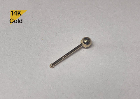 14K Solid Gold Tiny Nose Bone, 2mm Ball Nose Piercing