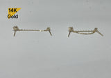 14K Solid Gold Chain Cubic Zirconia CZ Stud Earring