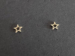 10K Solid Gold Tiny Line Star Studs Earrings Real Gold - TGE013