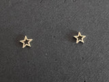 10K Solid Gold Tiny Line Star Studs Earrings Real Gold - TGE013