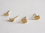 14K Solid Gold Cat End Barbell Piercing 18G, 3/16" 5mm Post Real Gold