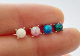 10K Solid Gold Opal Ball 4mm Stud Earrings