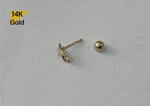 NEW! 14K Solid Gold Stars Ball Stud End Barbell Piercing, 20G