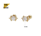 14K Solid Gold Super Tiny Piercing 20G, 6mm Post