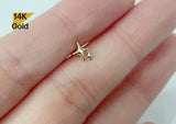 14K Solid Gold Stars Ball Stud End Barbell Piercing, 20G