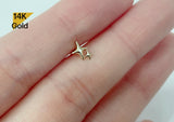 NEW! 14K Solid Gold Stars Ball Stud End Barbell Piercing, 20G