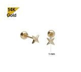 14K Solid Gold Super Tiny Piercing 20G, 6mm Post