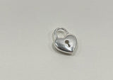 925 Sterling Silver White Cubic Zirconia Heart Padlock Pendant