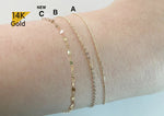 14K Solid Gold Bracelet, Anklet, 14K Yellow Gold thin Chain Bracelet, Ankle Bracelet Chain - TGN006