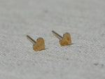 10K Gold Tiny Heart Stud Earrings, Solid Gold, 10k Real Gold - TGE033