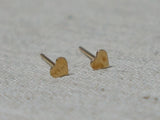 10K Gold Tiny Heart Stud Earrings, Solid Gold, 10k Real Gold - TGE033