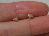 10K Gold Tiny Heart Stud Earrings, Solid Gold, 10k Real Gold - TGE033