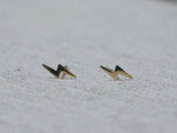 10K Solid Gold Lightning Bolt Stud Earring Real Gold - TGE020