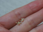 10K Solid Gold Lightning Bolt Stud Earrings Real Gold - TGE020