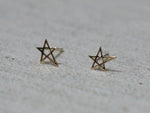 10K Gold Atypical Tiny Star Stud Earrings Solid Real Gold - TGE009