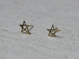 10K Gold Atypical Tiny Star Stud Earrings Solid Real Gold - TGE009