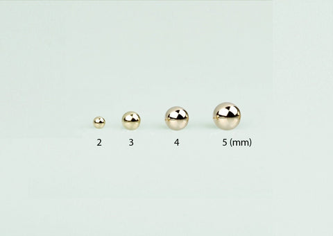 14K Solid Gold Stud Light Weight Ball Earrings, Yellow Gold Ball Earrings, Real Gold - TGE41013