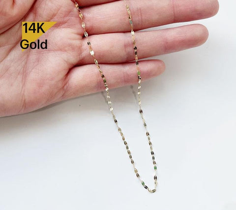 NEW! 14K Solid Gold Necklace, Thin Chain, 14K Yellow Gold Chain Necklace, Solid Gold